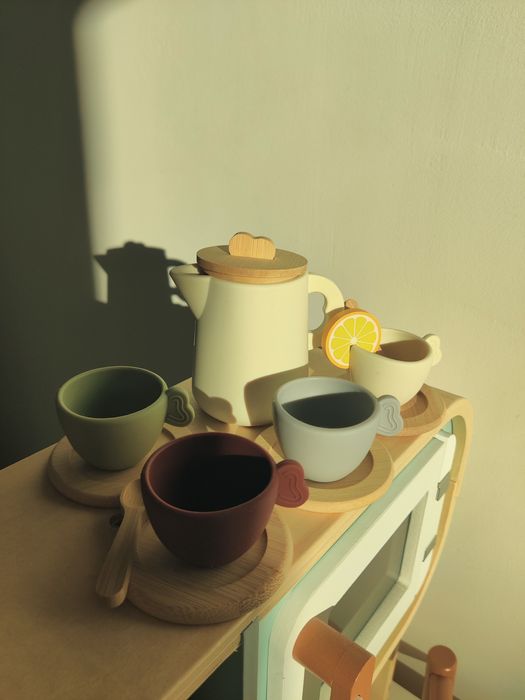 Piękny zestaw herbaciany filiżanki silikonowe zabawka kuchenna