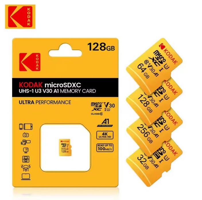 Оригінальні карти пам'яті Kodak microSD 32Gb 64Gb 128Gb 256Gb