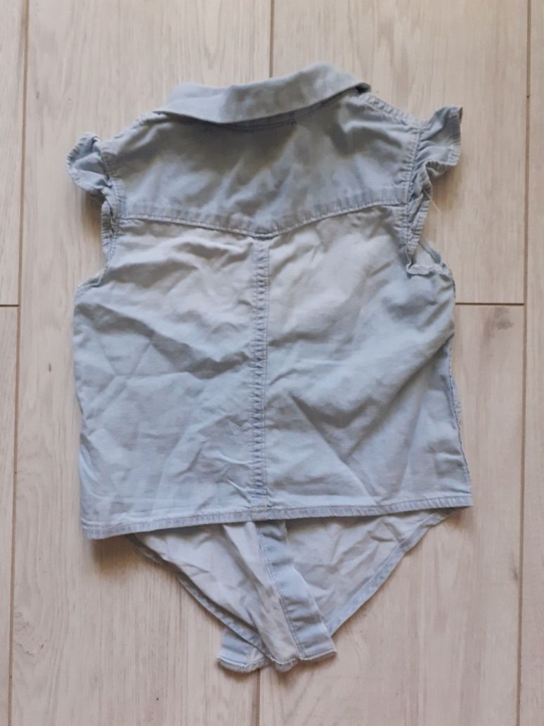 Koszula jeansowa 98cm H&M 20zl przecierany jeans falbanka