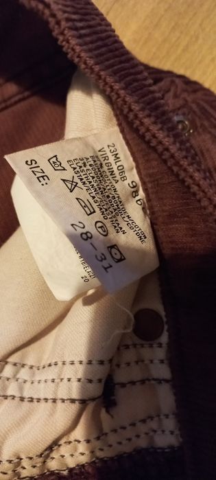 wrzos spodnie sztruks LEE metką prosta nogawka wysoki stan XS 28/31