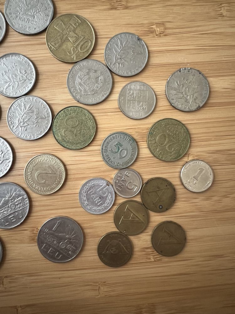 Zestaw monet pfennig bani korona słowacka leu new sheqel sfr francs