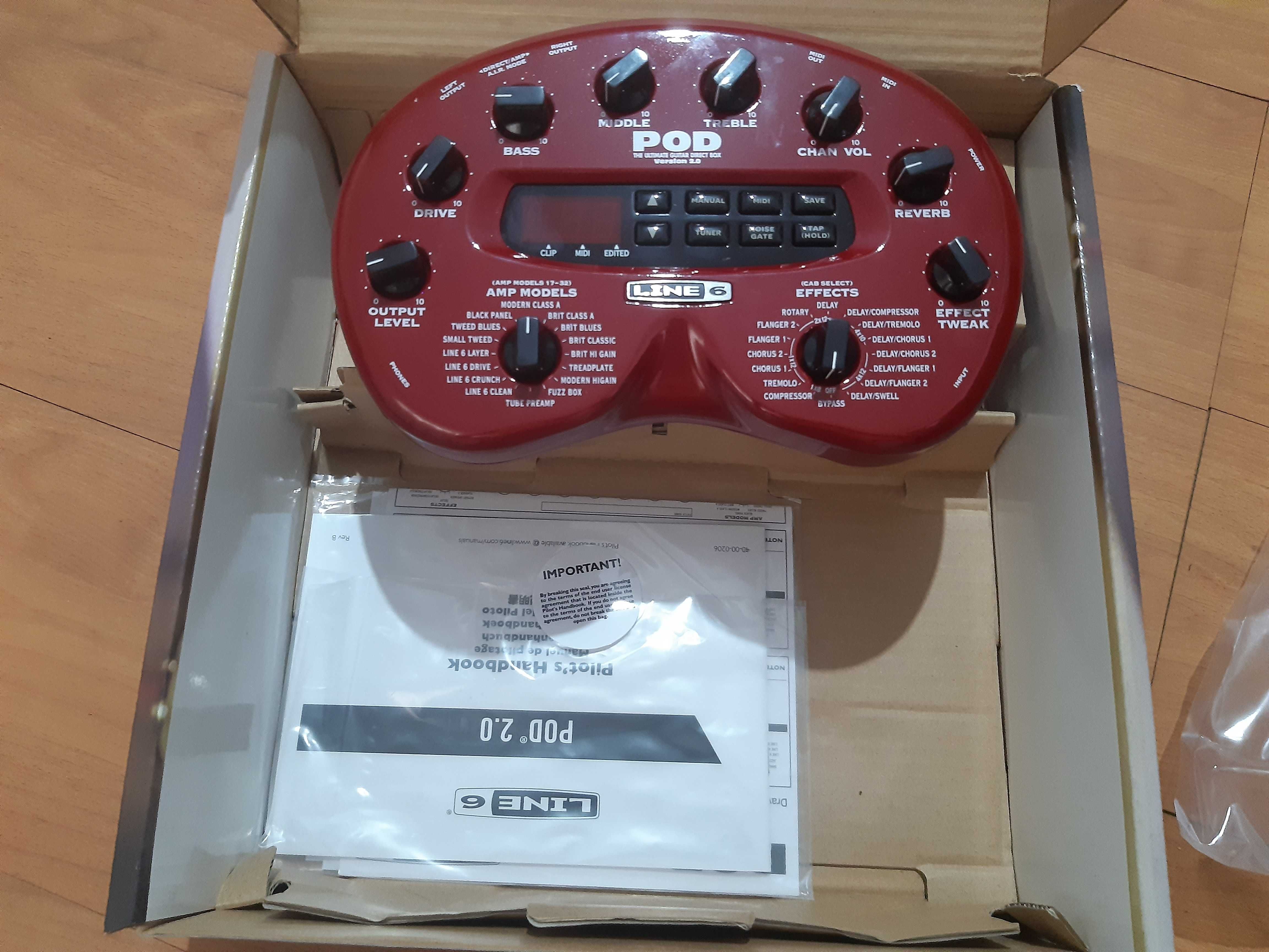 Multi efeitos Line 6 POD 2.0 (firmware Ver 2.54 2018) nunca usado .