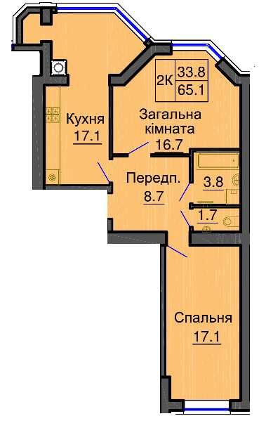 2к квартира 65 м2 жк Софія Клубний від Мартинова є розстрочка
