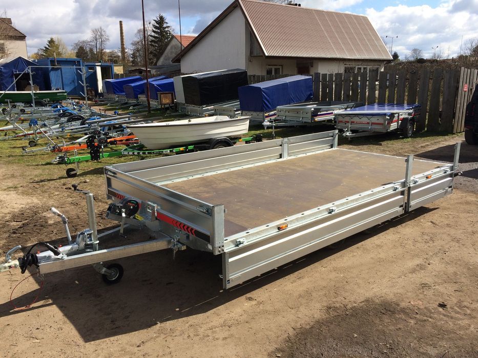 Przyczepa LORRIES laweta uchylna PLB27-4521 burty 4,5 DMC 2700 dostawa