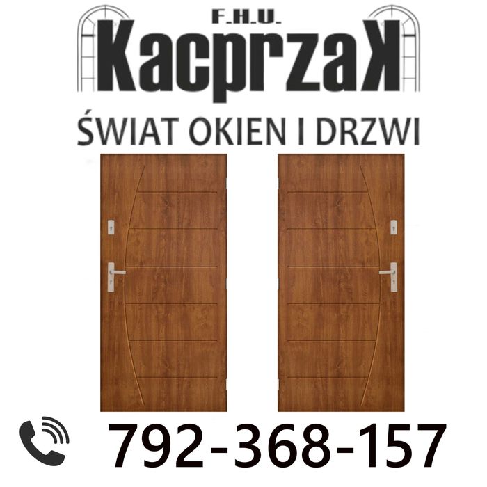 Drzwi KACPRZAK 90x200 Drzwi Zewnętrzne Boston Złoty dąb Lewe
