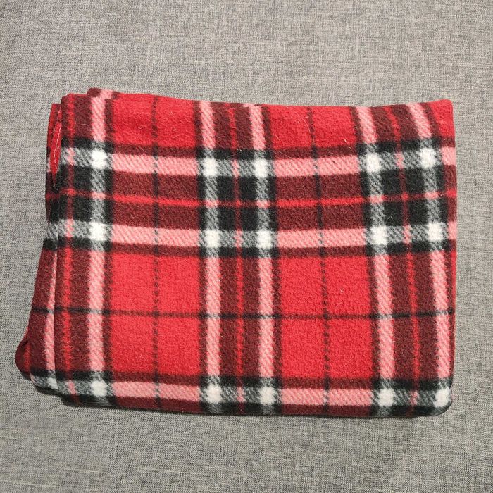 Флісовий картатий плед 140х210 см червоного кольору