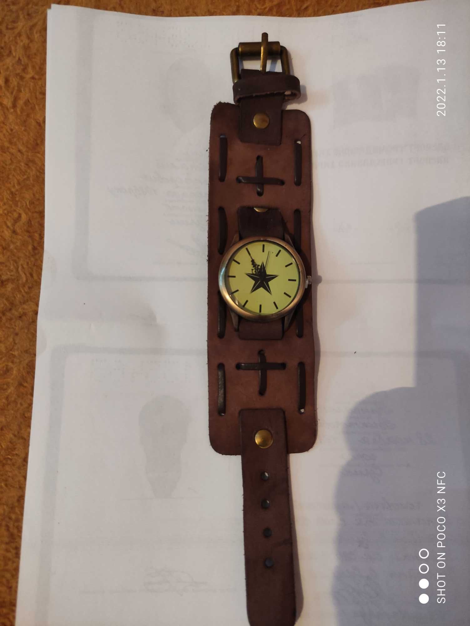 Мужские наручные часы кварц новые ремешок ретро натуральная кожа