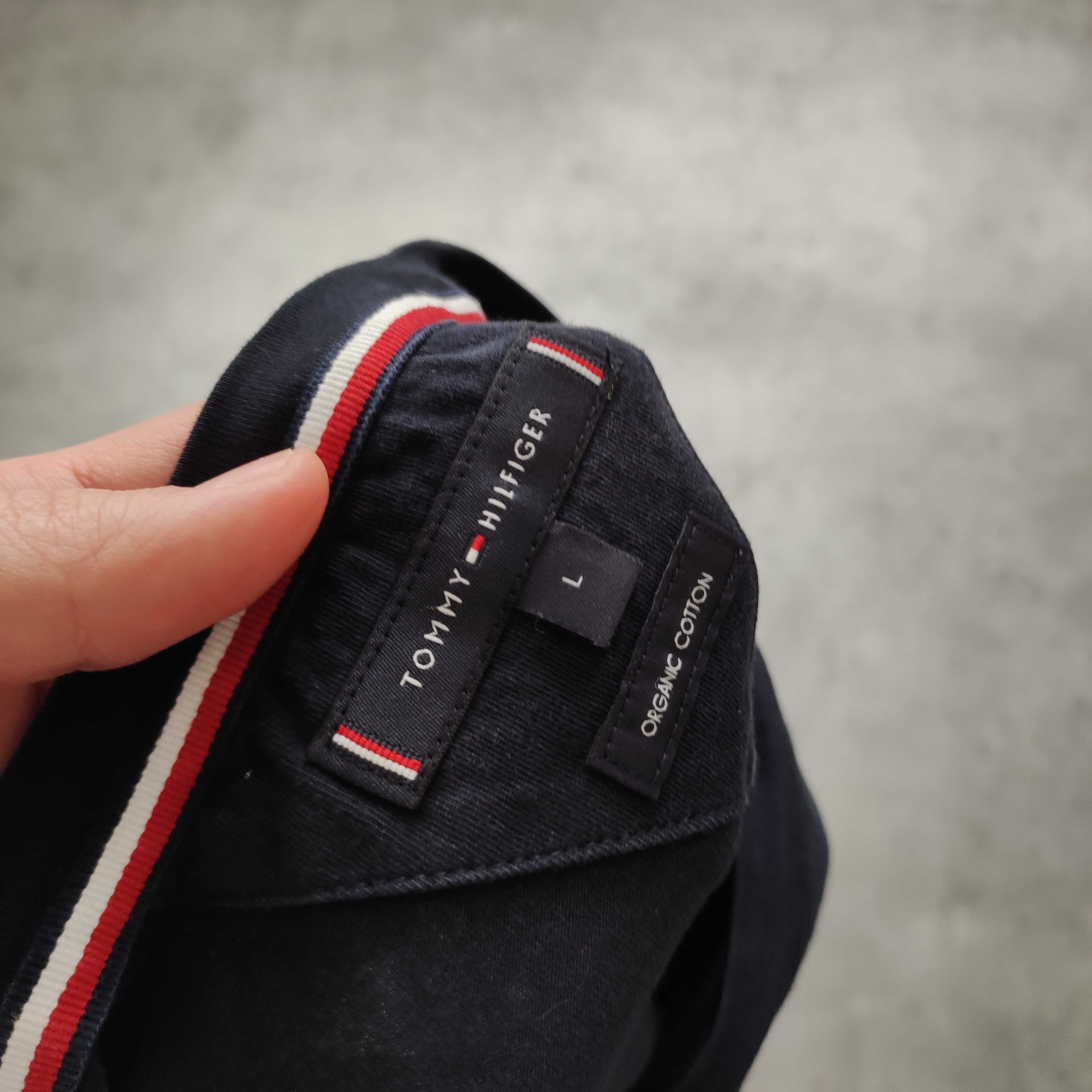 MĘSKA Koszulka Bawełna PREMIUM Granatowa Logo Plecy Tommy Hilfiger