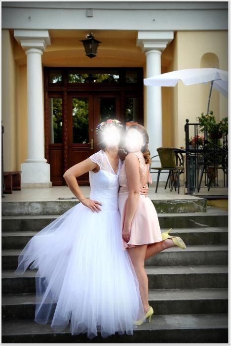 Suknia Ślubna - tiul, koronka, princesska, rozmiar 36 - 38