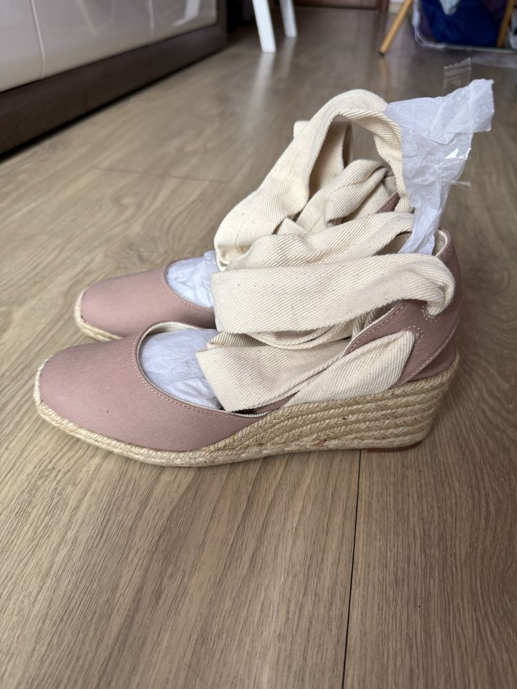 Zara nowe sandały na koturnie wiązane rozmiar 38 h&m kazar mohit