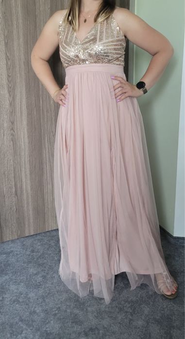 Sukienka damska M / wesele / pudrowy róż