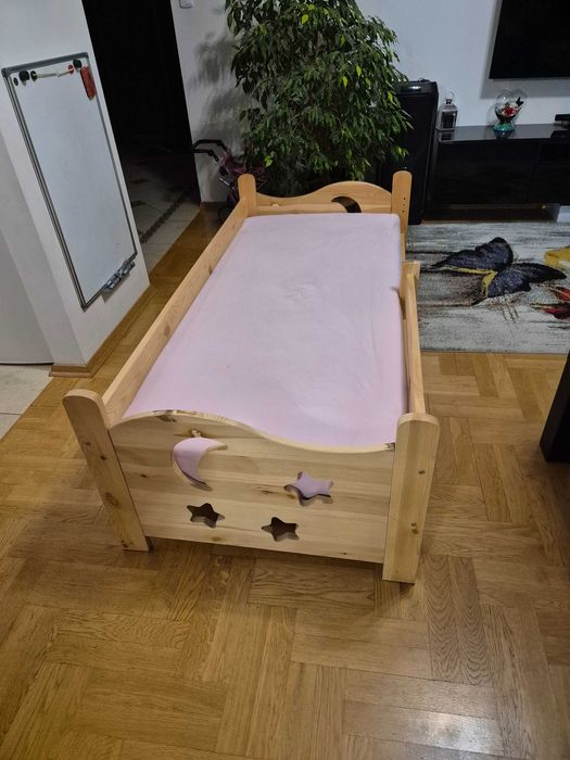 Łóżko drewniane 80/180 dziecięce, stelarz wzmocniony