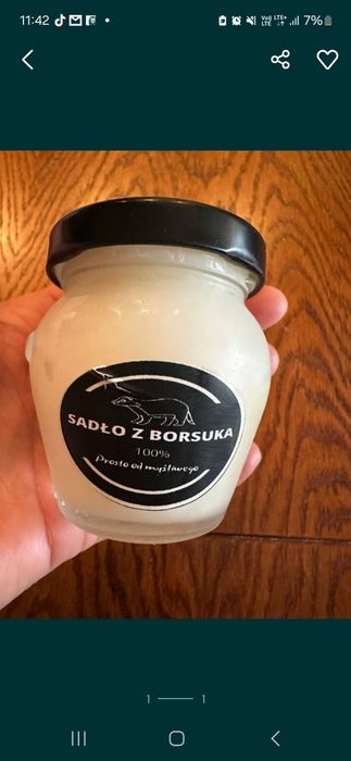 Smalec, sadło z borsuka 2 x po  100ml, 100% naturalne.