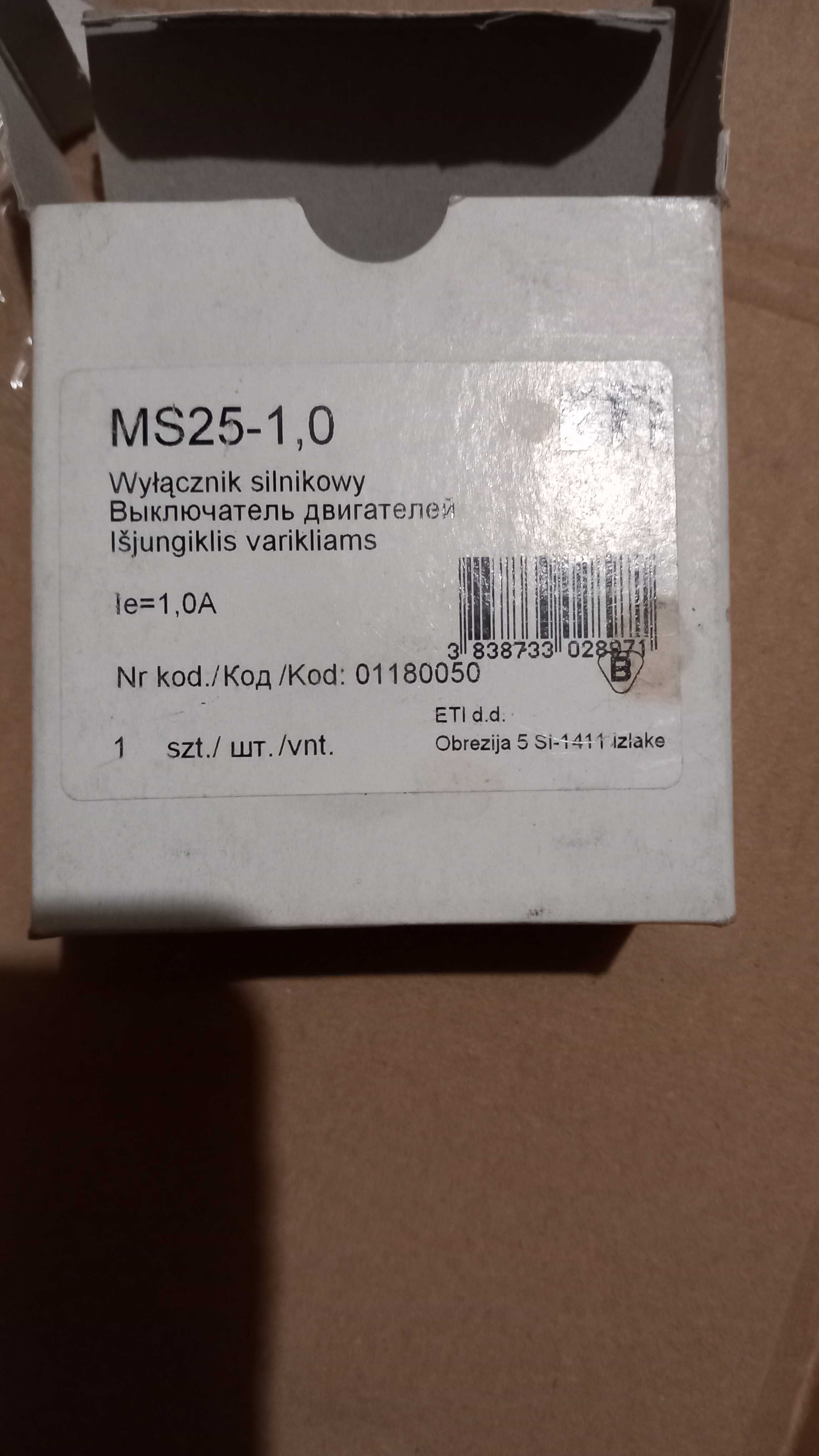 Wyłącznik silnikowy, 3-fazowy, 0,63A do 1A, MS25-1 ETI - 23szt.