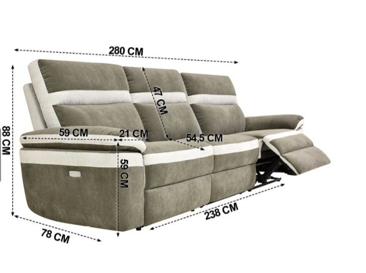 Sofá 3 lugares elétrico