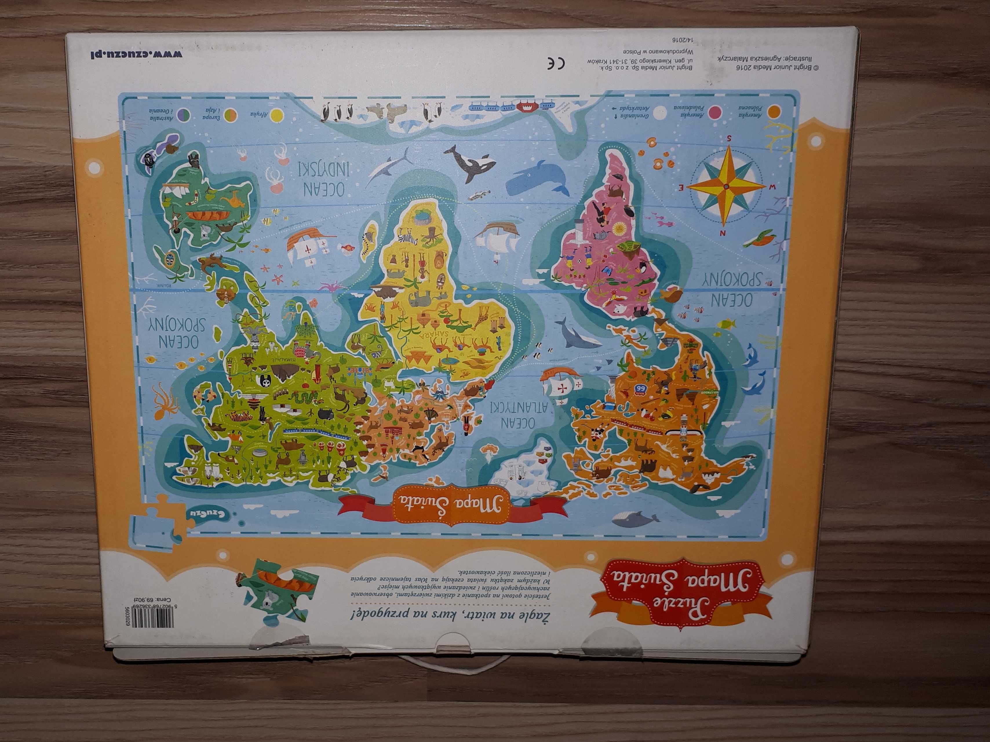 Wielkie puzzle CzuCzu mapa świata XXL jak nowe