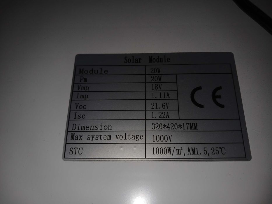 Солнечная панель 20 Вт 18 v