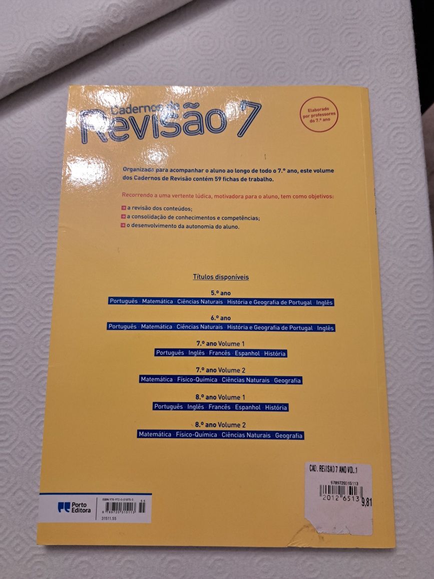 Cadernos de Revisão - 7.º Ano - Volume 1 e Volume 2