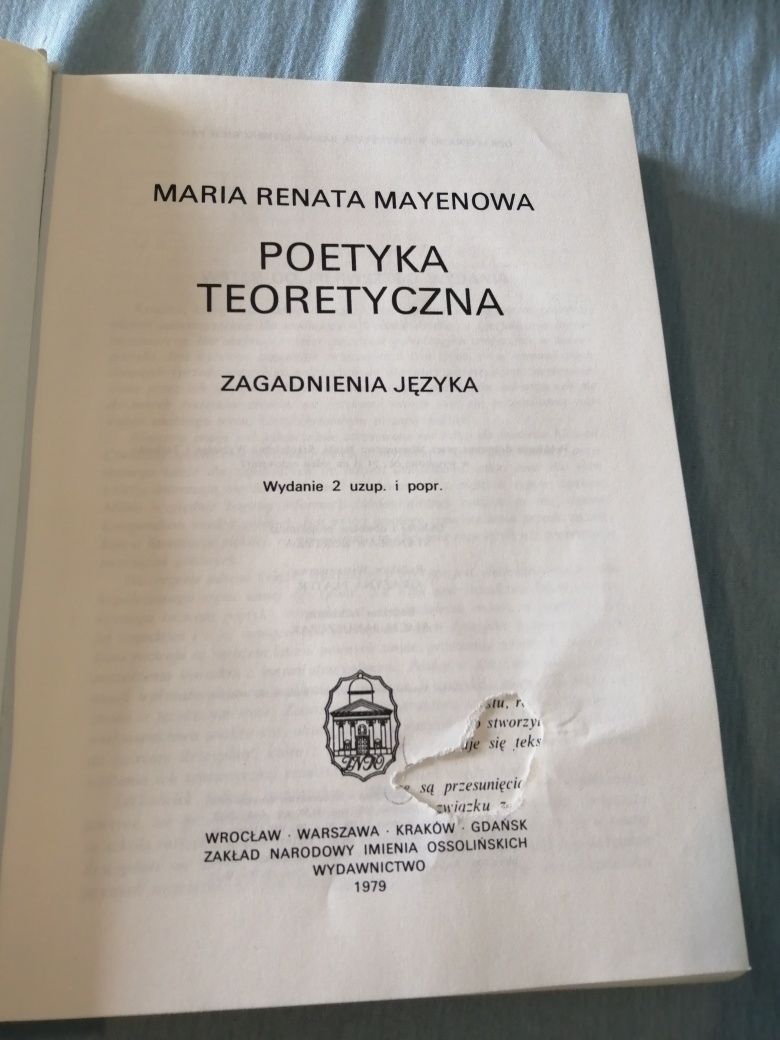 Książka,, Poetyka teoretyczna, zagadnienia języka "M. R. Mayenowa