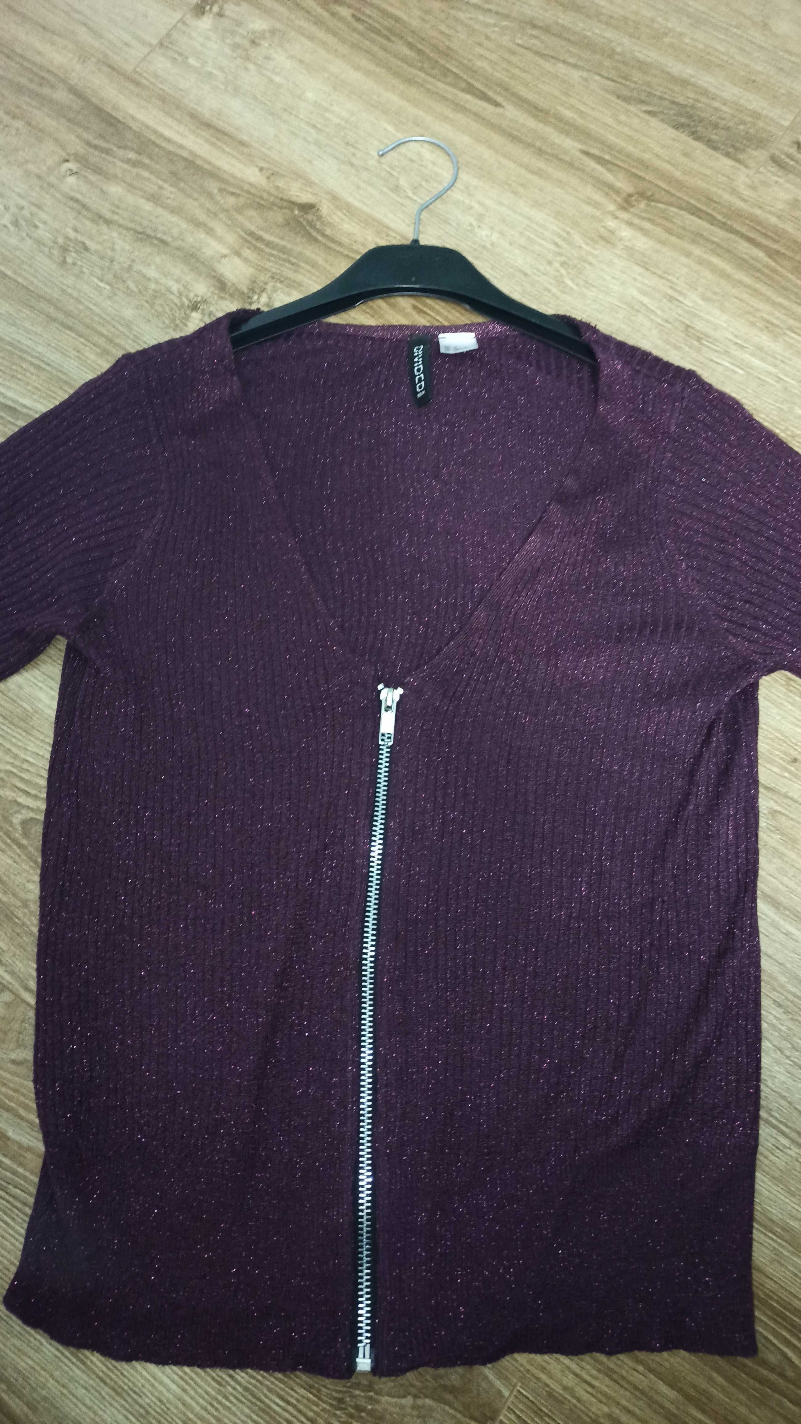 Sweterek r. M H&M fioletowy błyszczący