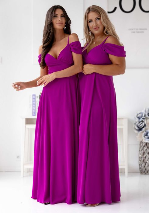 Długa wieczorowa sukienka magenta 48 50 nowa