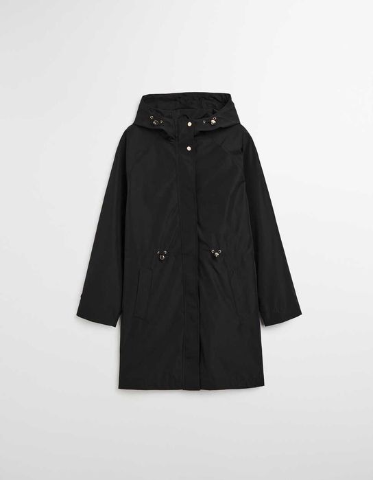 Parka Comprida com Capuz, Mulher, Preto