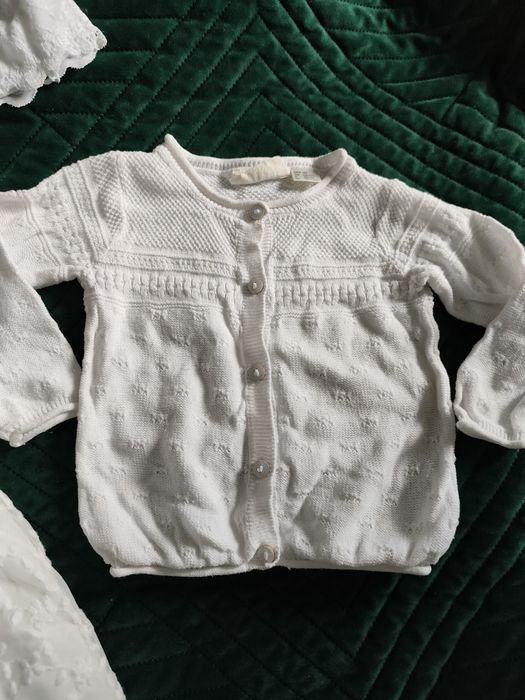 Chrzest uroczystość sukeinka sweterek czapka 62