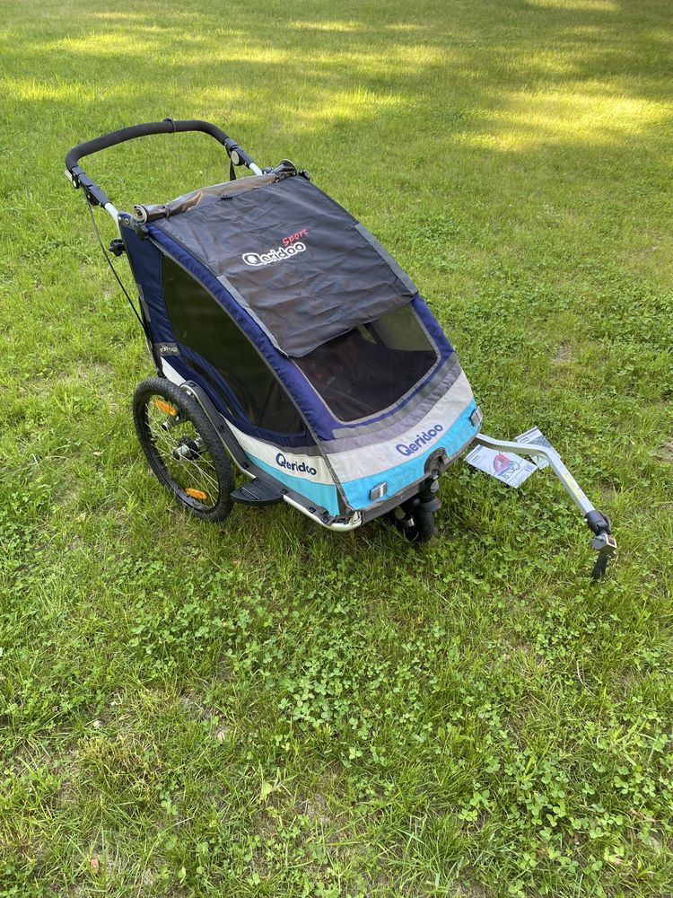 Przyczepka rowerowa Qeridoo Sportrex 2 niebieska pokrowiec gratis