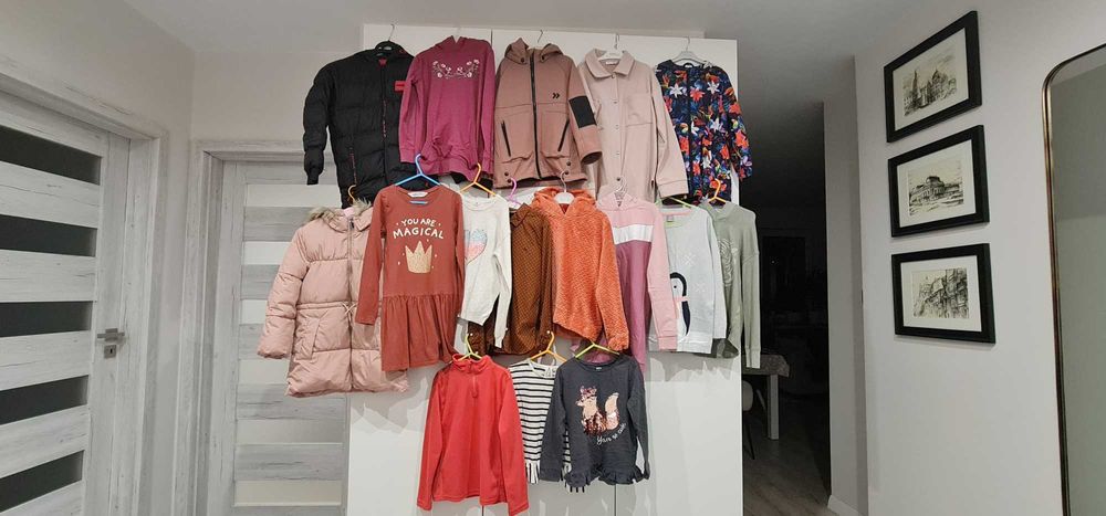 PAKA 4x kurtka 8x bluza sweter 128 134 zestaw dziewczynka JESIEŃ ZIMA