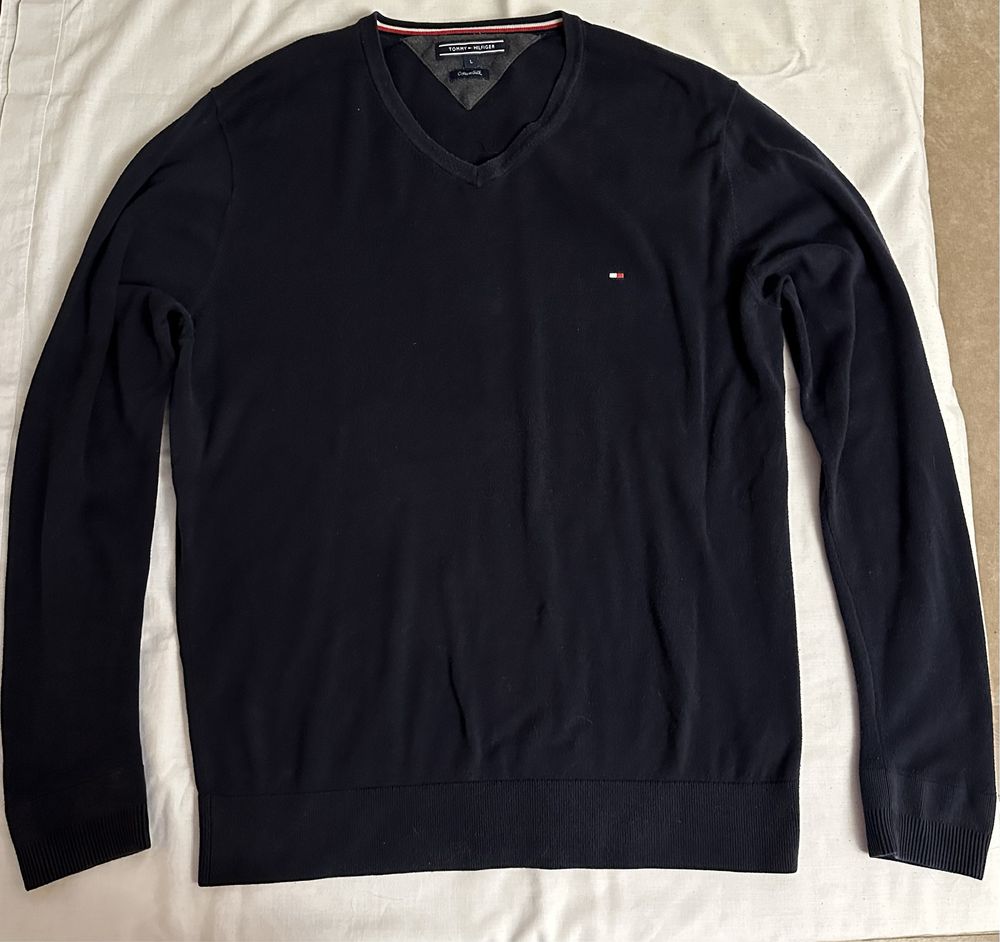 Męski sweter w serek Tommy Hilfiger, rozmiar L
