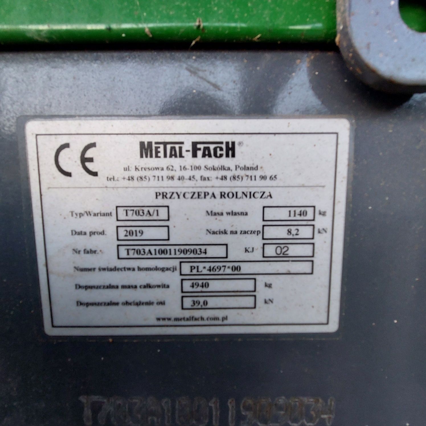 Przyczepa rolnicza Metal Fach T703A