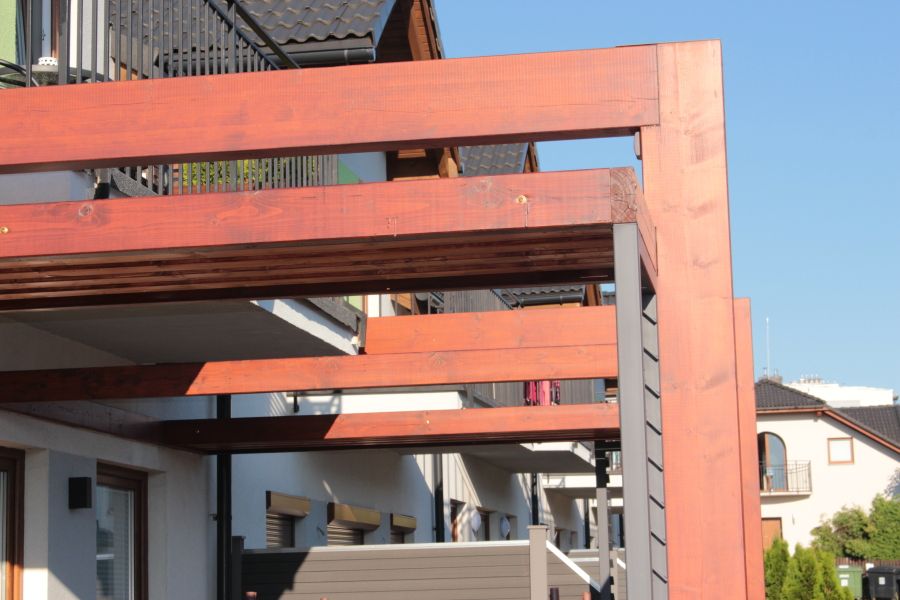 Drewno klejone DUO 140x140, na altanę, pergolę i wiatę. Mikołów.