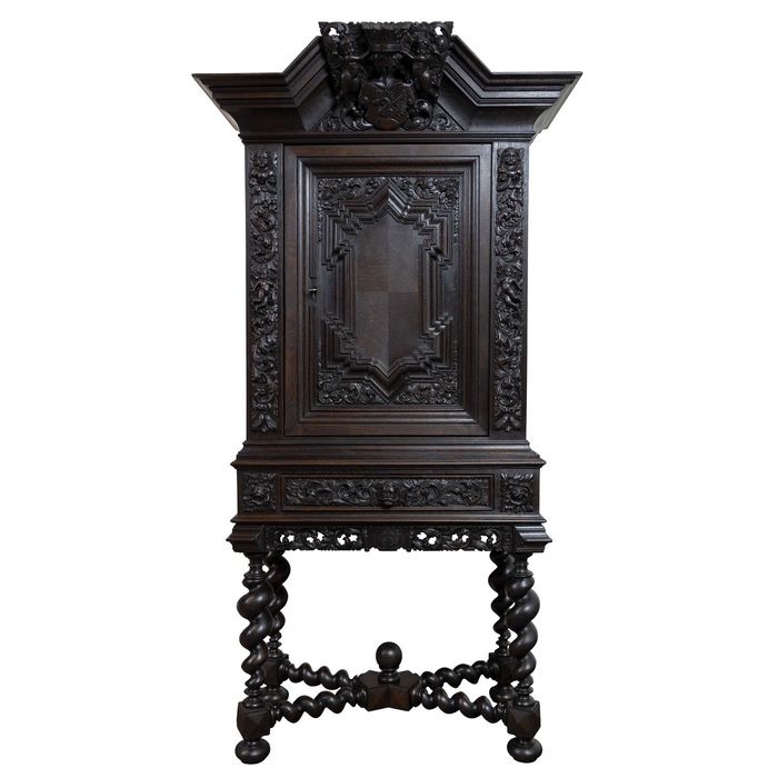 Szafka gdańska neobarokowa na podstawie stołowej antyk stara XIX wiek