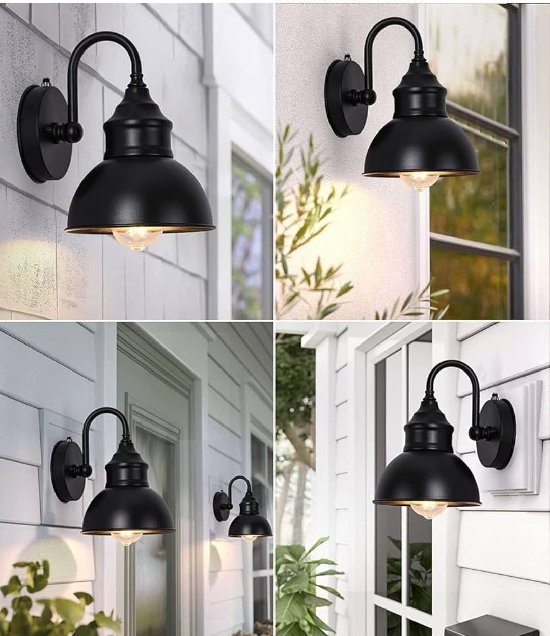 Zewnętrzna lampa ścienna z czujnikiem zmierzchu, czarna, retro