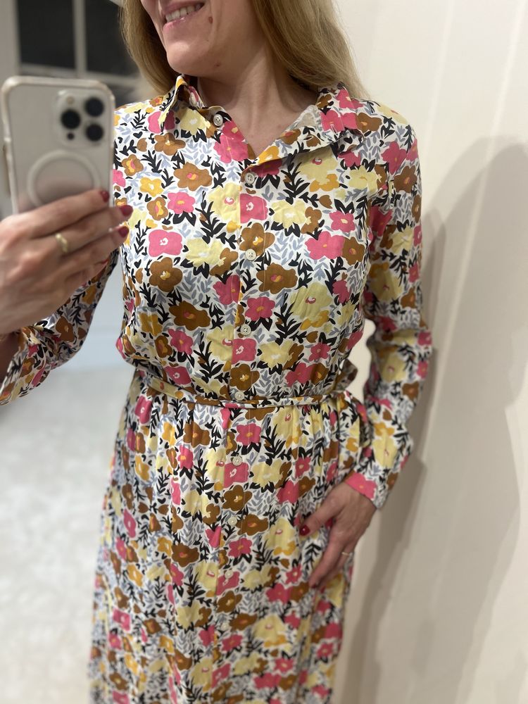 Sukienka maxi szmizjerka koszulowa długa wiązana w kwiaty retro piękna