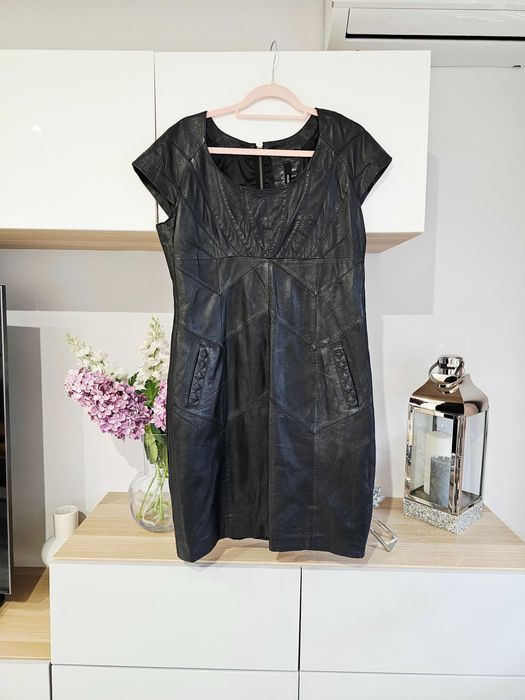 Skórzana sukienka czarna