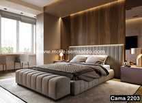Cama de Casal Estofada - Ref.ª 2203 - Todas medidas e cores.