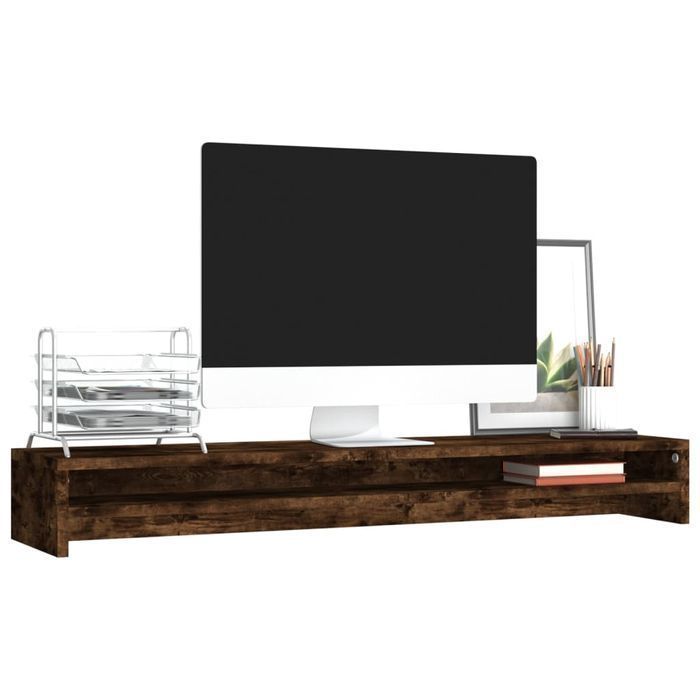 Vidaxl Podstawka Pod Monitor, Przydymiony Dąb, 100X24X13 Cm