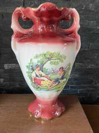 Porcelanowy duży wazon Para Kochanków scenki wieś