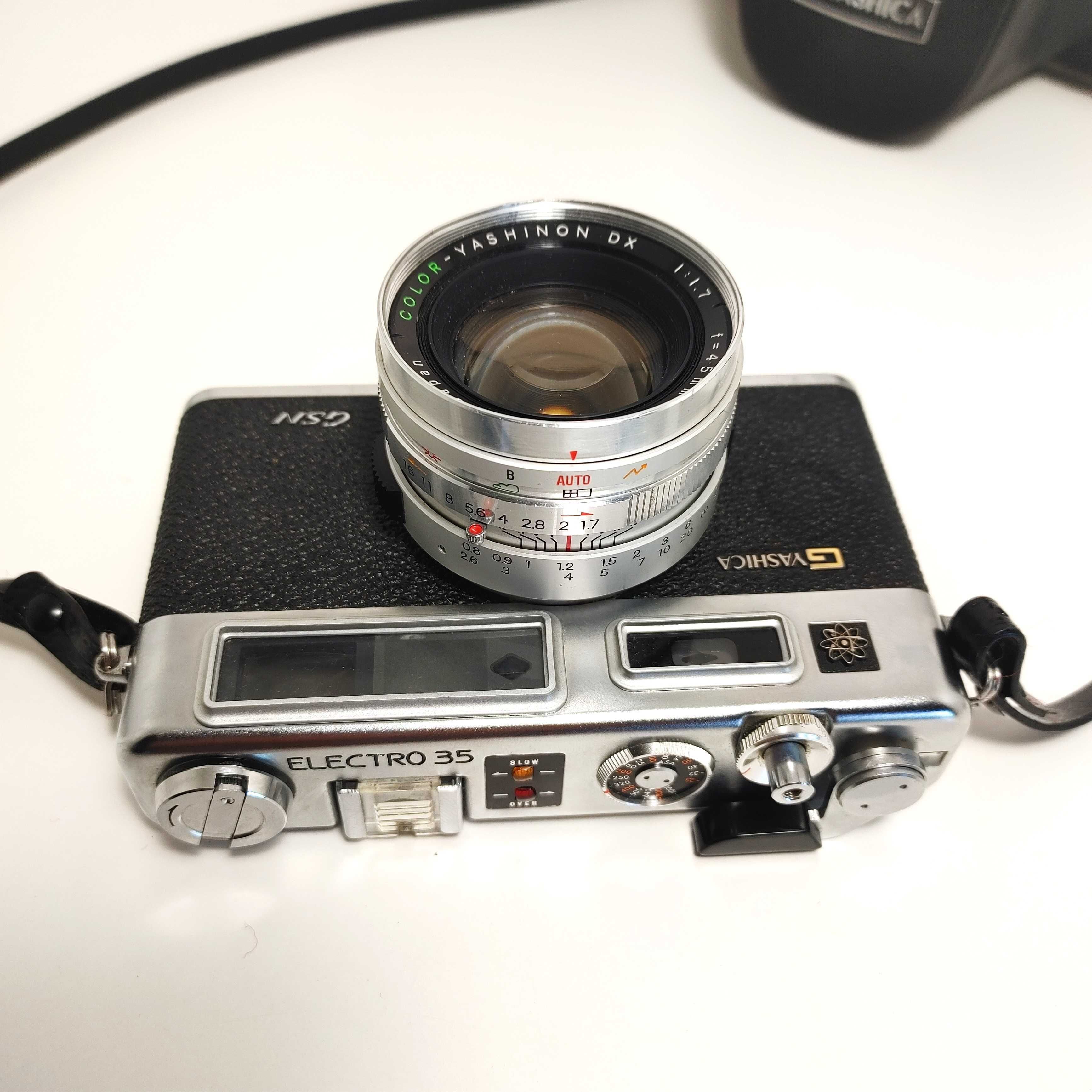 KOLEKCJONERSKA Yashica Electro 35 GSN z dwoma converterami i wizjerem