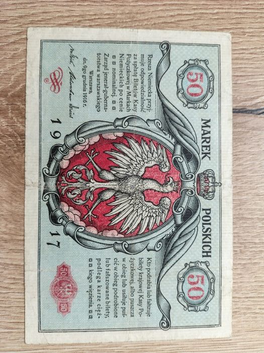 50 marek 1916 50 Marek Polskich 1917 niski numerator !