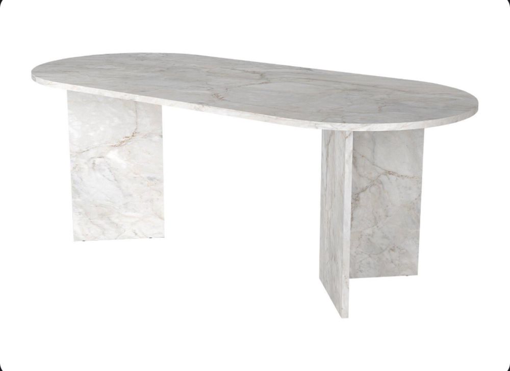 Mesa de jantar 8 lugares efeito mármore