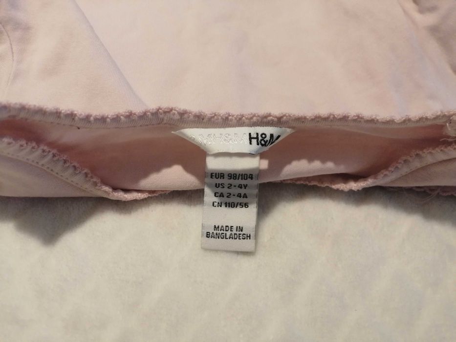 Koszulka dziewczęca, długi rękaw, H&M, 98-104, blady róż (Odzież)
