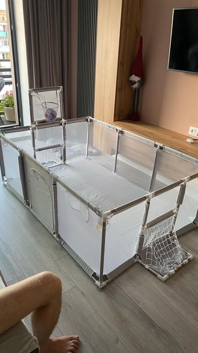 Дитячий манеж KP-82 - 180×120 см, сухий басейн з кільцем та воротами