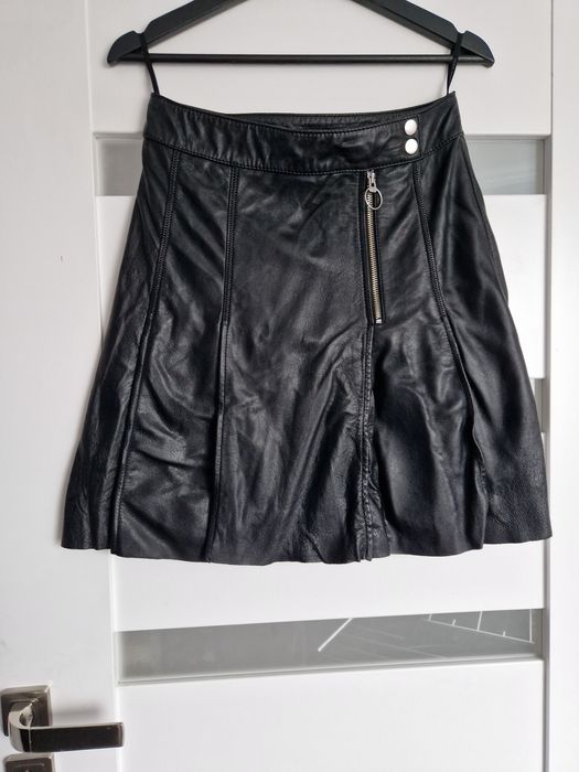 Czarna 100% skórzana spódniczka z koziej skóry Vero Moda rozmiar XS