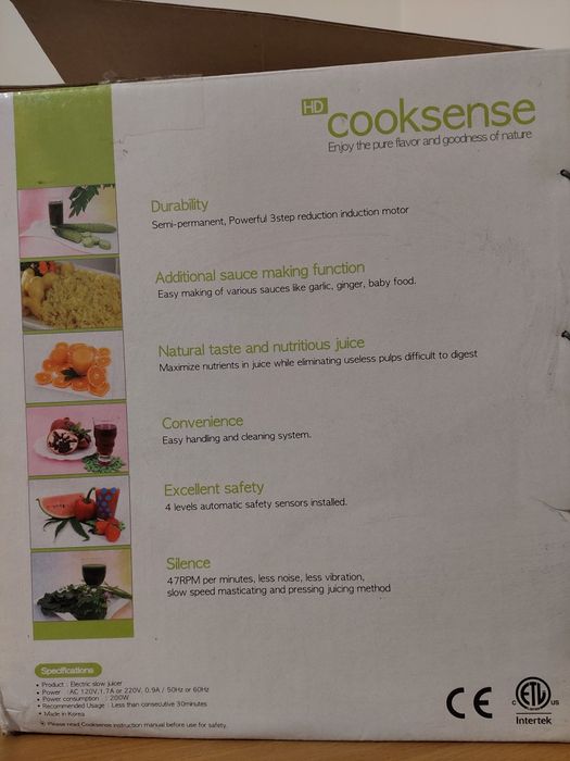 Wyciskarka wolnoobrotowa Cooksense 2w1
