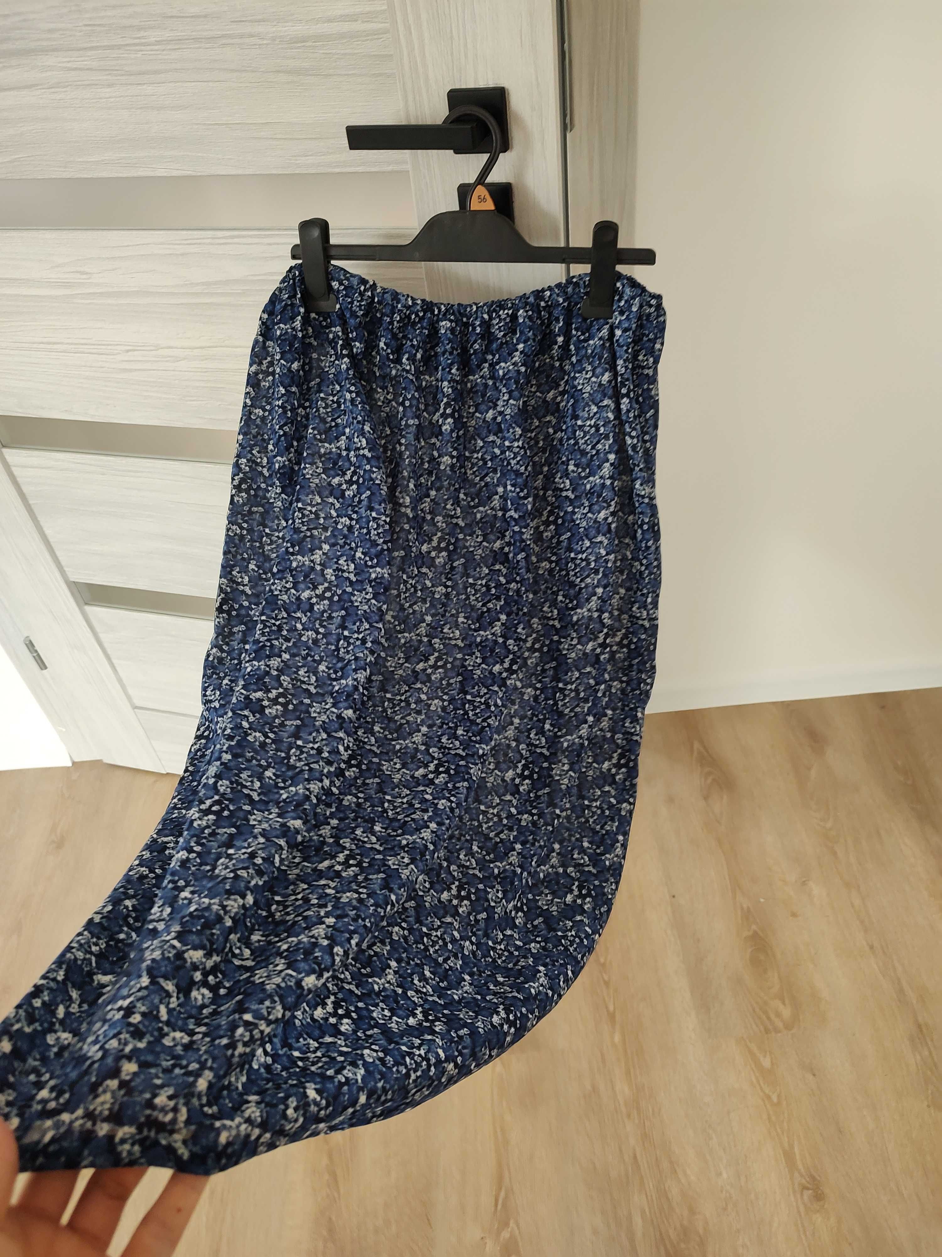 Spódnica w kwiaty granatowa na gumce letnia xl XXL xxxl