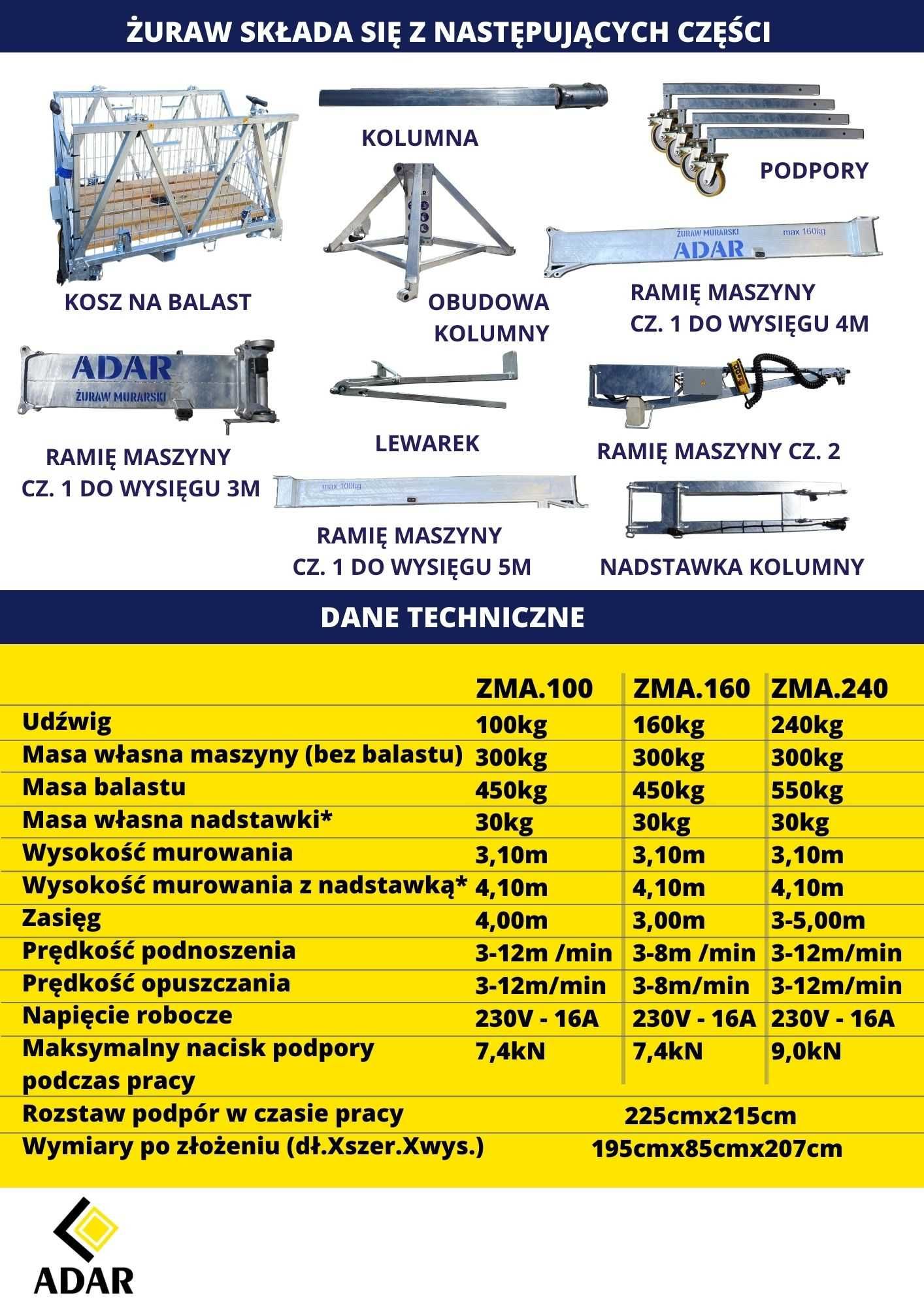 Żuraw murarski ADAR / maszyna do murowania