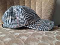 Promod czapka czapeczka z daszkiem w kratkę klasyczny fason