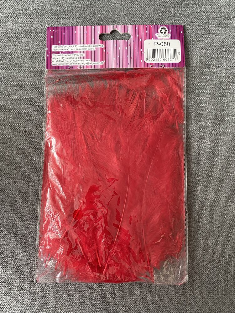 Piórka ozdobne ALIGA, czerwone, 50 szt. - do dekoracji, DIY